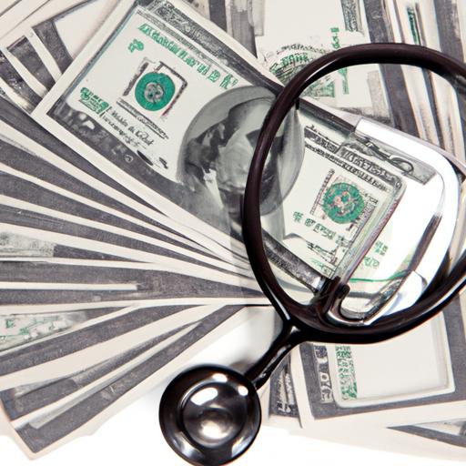 The average ultrasound tech salary in Colorado is depicted by a stethoscope resting on a pile of dollar bills.